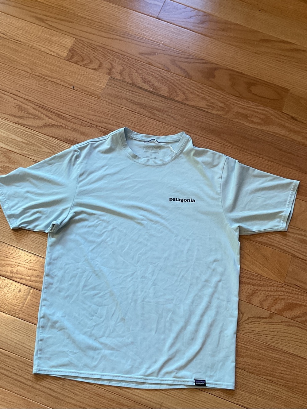Patagonia Capilene Small cool dry Seafoam Green Back Logo Short Sleeve NWOT - Picture 8 of 13